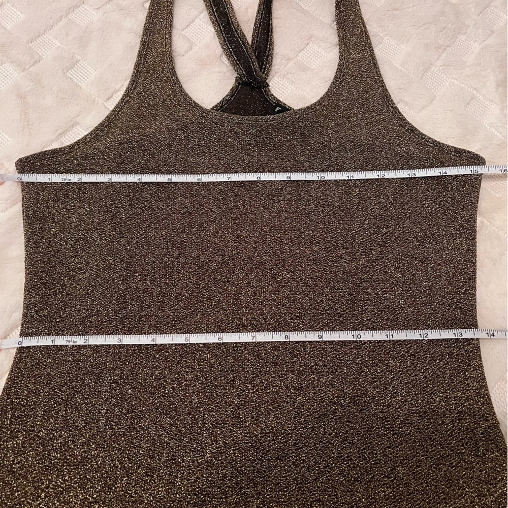 📌SOLD📌 Express Gold Metallic Cross Back Tank Top Sz Small Petite - Picture 7 of 14